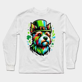 Festive Norfolk Terrier in Graffiti Style for St. Patrick's Long Sleeve T-Shirt